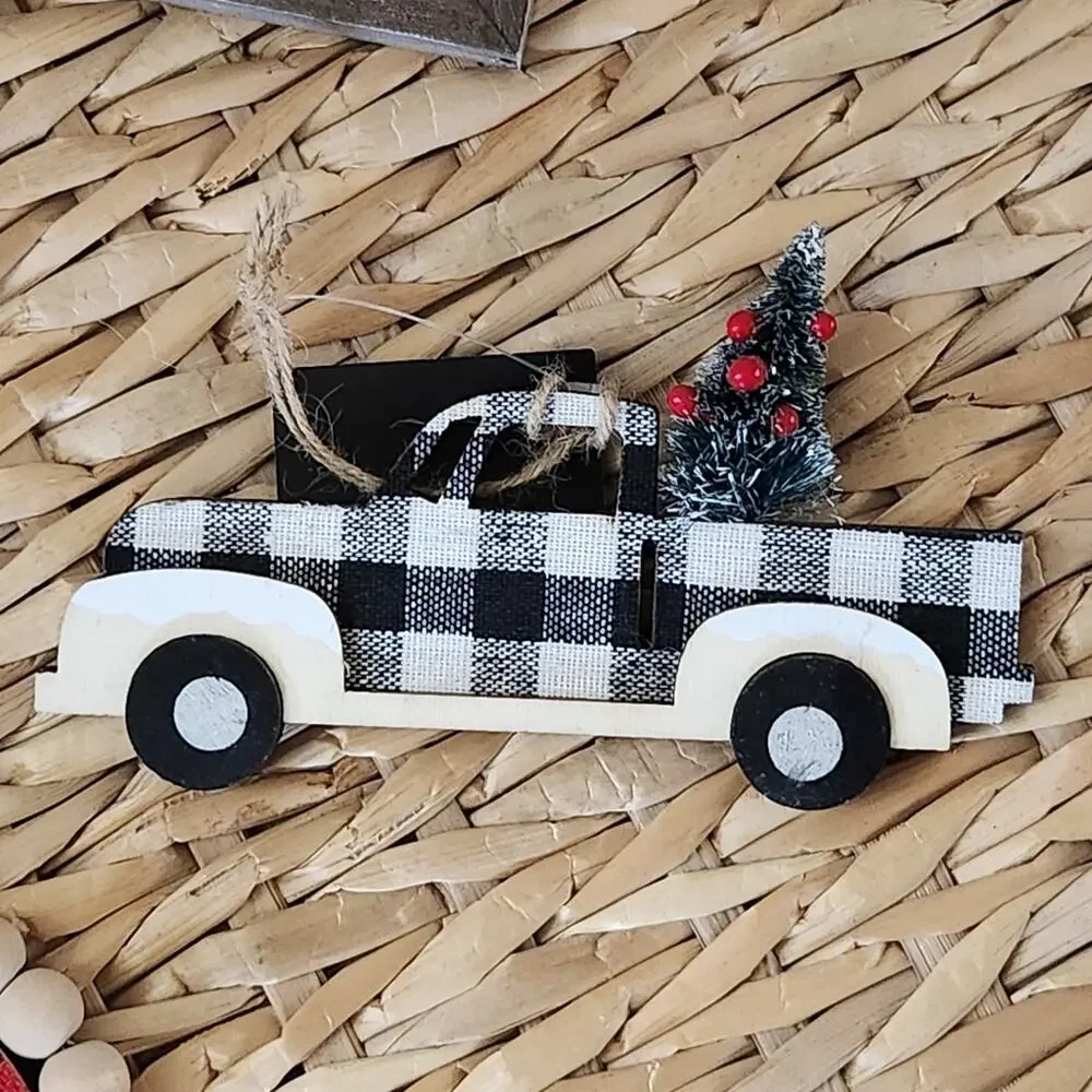 Bundle of New Ornaments Farmhouse Country Christmas Plaid Buffalo Checked